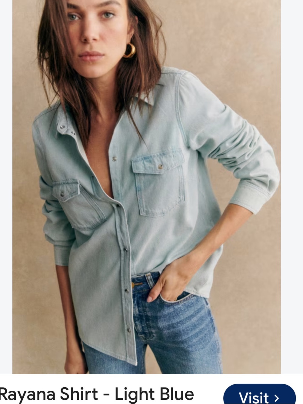 Express Light  Blue Women's Button-Up denim  - Shirt